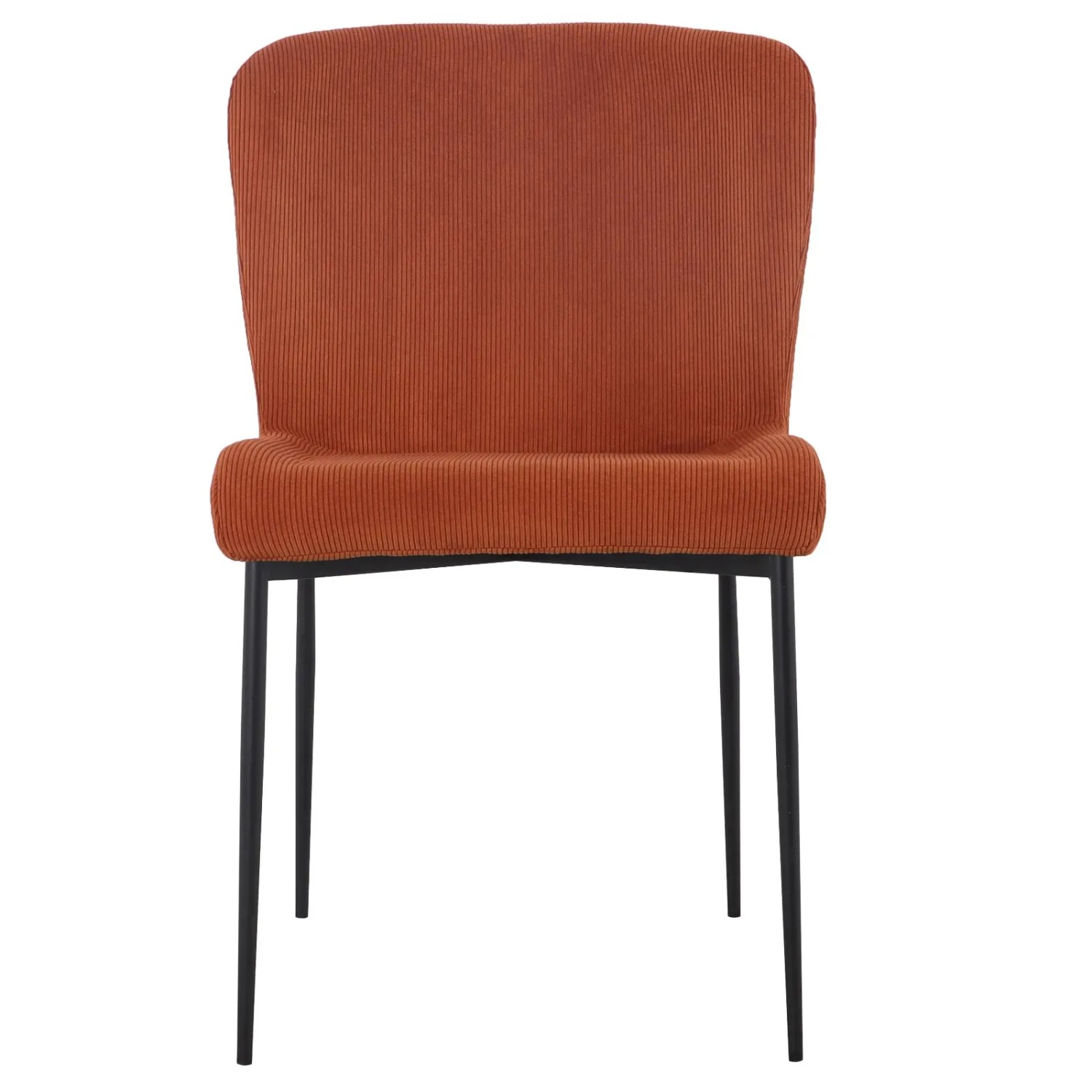 Svita Freddie Esszimmerstuhl im 2er Set, orangefarbener Cordbezug, Polsterstuhl mit Metallbeinen.