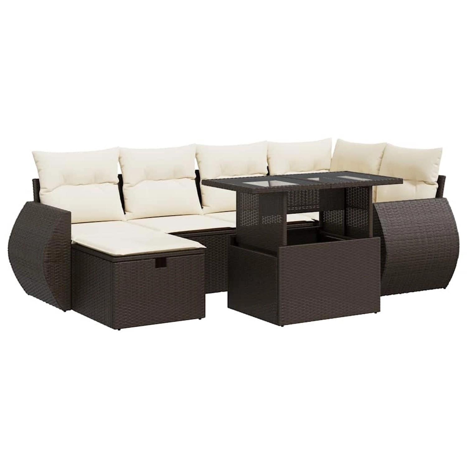 vidaXL 7-Tlg Garten-Sofagarnitur mit Kissen Braun Poly Rattan 3327903 günstig online kaufen