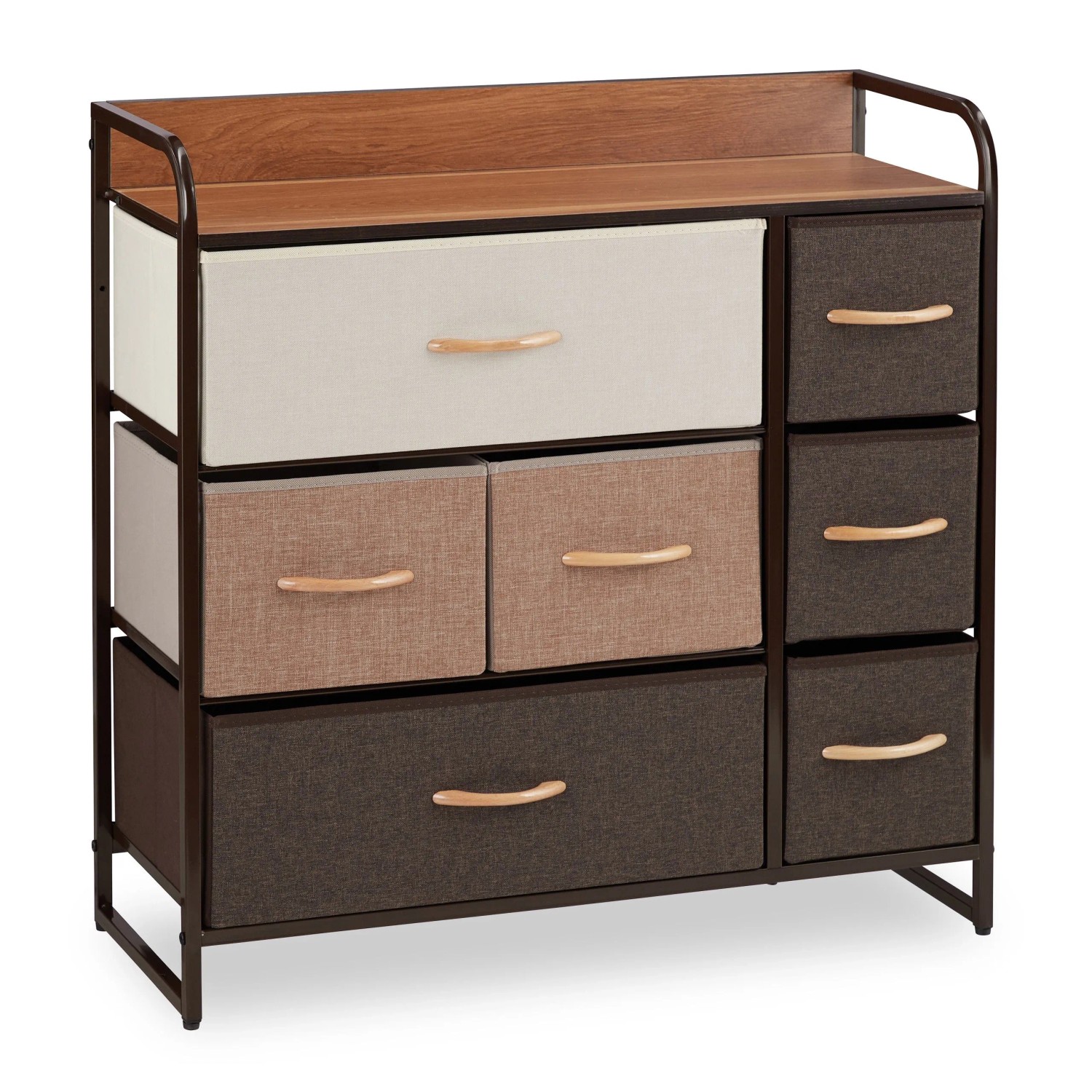 Relaxdays Schubladenschrank MDF Polyester Stahl Creme Holzoptik 79 cm x 80 cm x 31,5 cm 10,6 kg