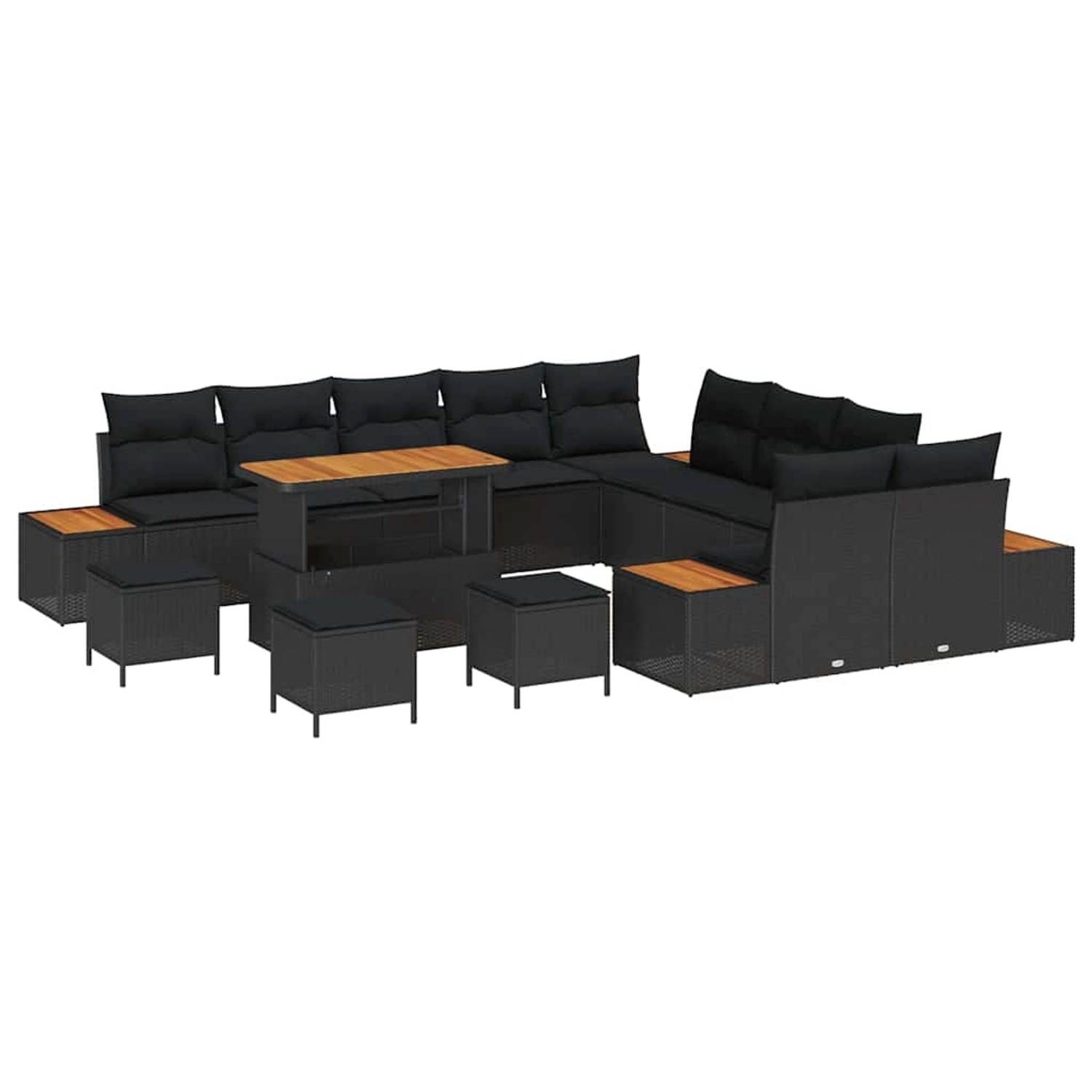 vidaXL Garten-Sofa-Set mit Kissen 14-Tlg Schwarz Poly Rattan 3362979 günstig online kaufen