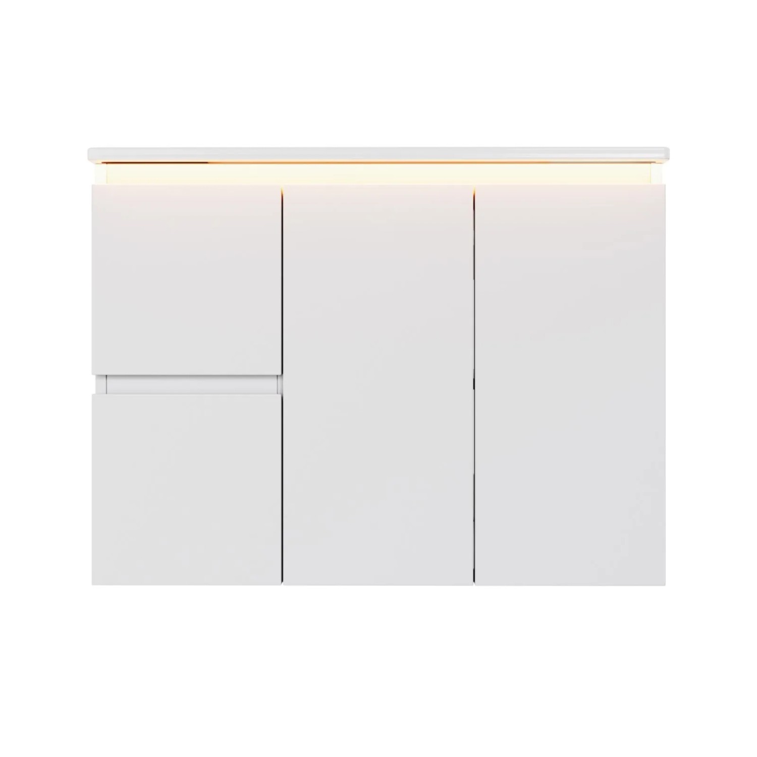 PXloue Waschtisch  Wandhängend Badmöbel Set Mit Keramik Waschbecken LED und SoftClose Weiß