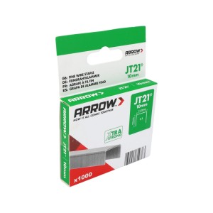 Arrow Klammern JT21, 10 mm, 1000 Stück, Feindrahtklammern für Tacker, geeignet für Stoffe und Polster.