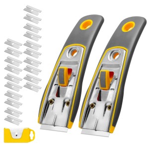 CCLIFE 2 Stück Herdkratzer Schaber mit 20 Klingen für Glaskeramik Induktionskochfeld Backofen