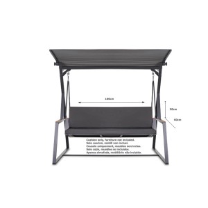 Anthrazitfarbenes Kissen-Set für Hollywoodschaukel, 160x60x50x7cm, für 3-Sitzer Schaukel.