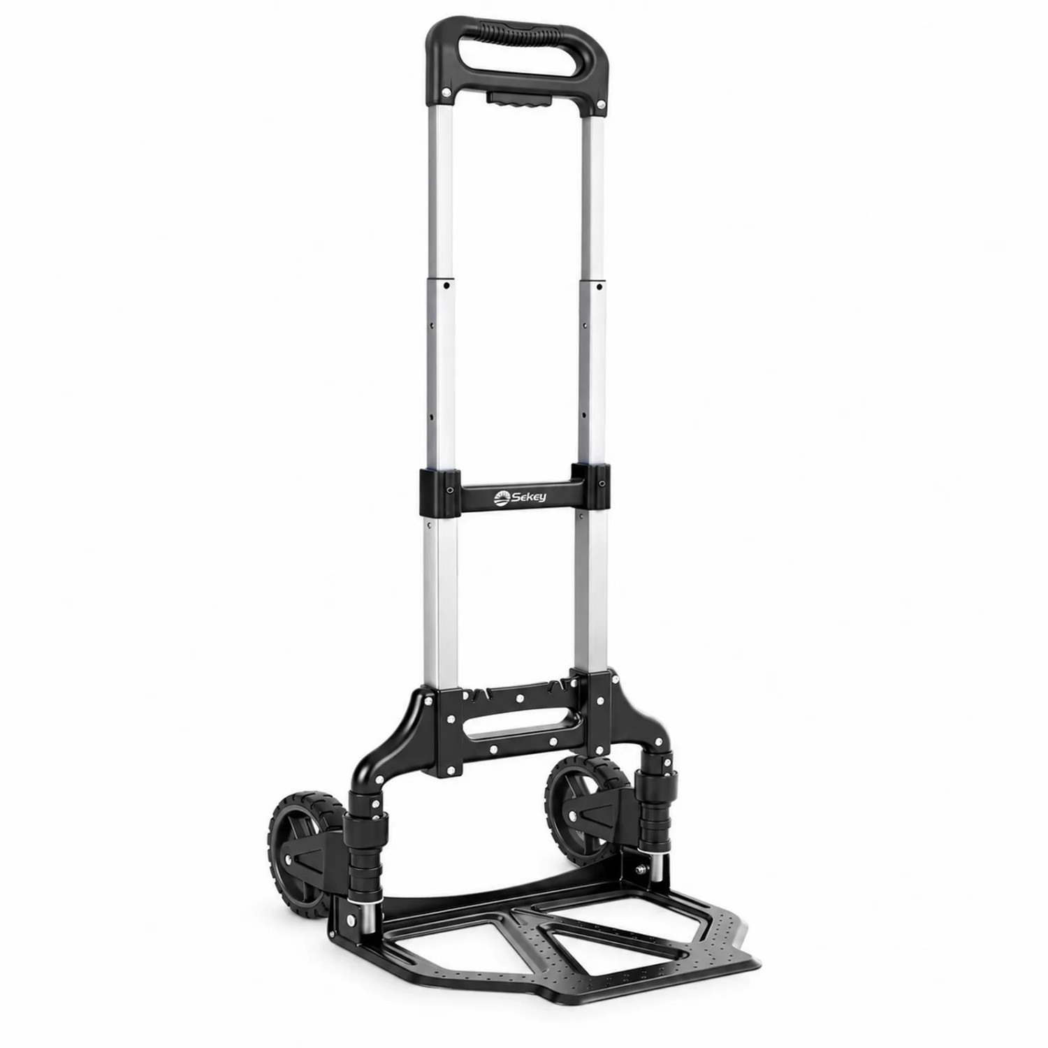 Sekey Sackkarre Alu Handwagen Transportkarre Klappbar Handkarre bis 80kg Tragfähigkeit 3-stufig Höhenverstellbar Klappkarre Faltbar in Sekunden