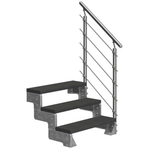 Dolle Außentreppe Gardentop mit 3 Stufen in Anthrazit und Geländer. Ideal für den Garten.