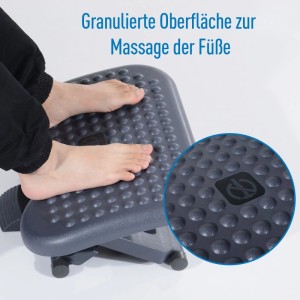 HOMCOM Fußstütze aus Kunststoff mit granulierter Oberfläche für entspannende Fußmassage im Büro. Höhenverstellbar.