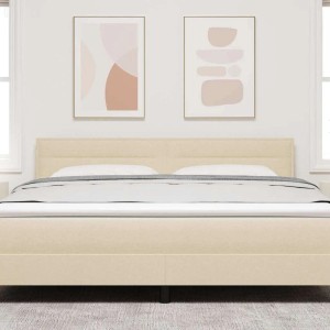 vidaXL LED Kopfteil mit LED-Lichtleisten Creme 180 cm Polyester 3338004