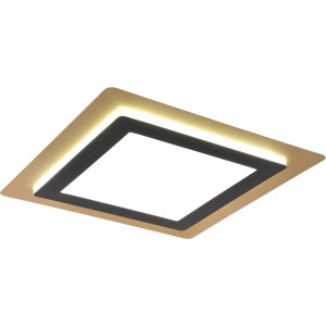Moderne LED Deckenleuchte Morgan in Schwarz-Gold, quadratisch, dimmbar.