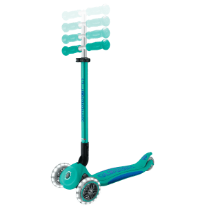 Globber Elite Lights Tretroller Kinder 120/80 mm ABEC 9 3-Rädrig Verstellbar LED-Leuchtrollen Türkis