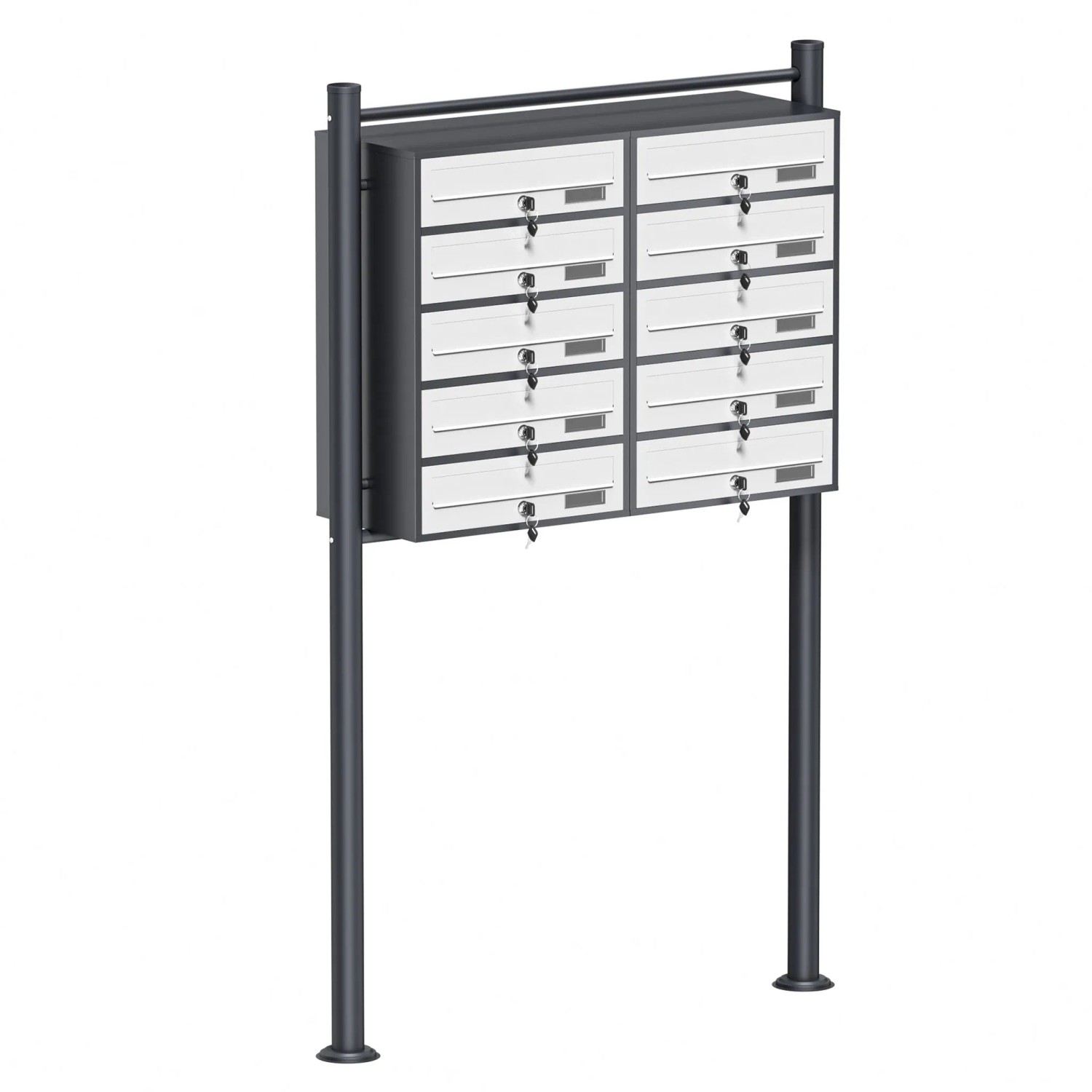 Wiltec 10Er Briefkastenanlage Anthrazit/Weiß 945X270X1500 Mm Standbriefkasten