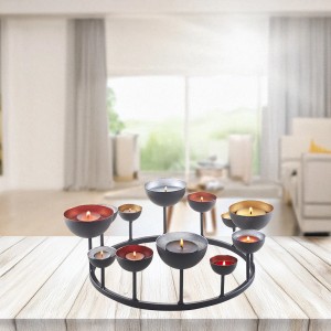 Kobolo Dekokranz HUGO mit Teelichtern, schwarz-metallische Farben, für stimmungsvolle Kerzen-Deko.