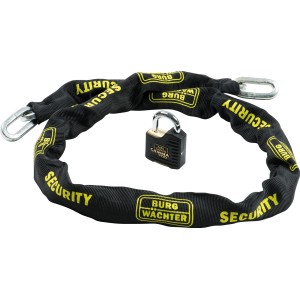 Burg Wächter Kettenschloss-Set, 150 cm, schwarz, mit Vorhängeschloss, für Fahrräder und mehr.