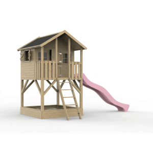 Prestige Garden Stelzenhaus Big House mit Sandkasten KDI Inklusive Rutsche Pastellrosa