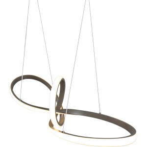 Moderne LED-Pendelleuchte Sansa in Nickel matt mit geschwungenem Design und Switch Dimmer.