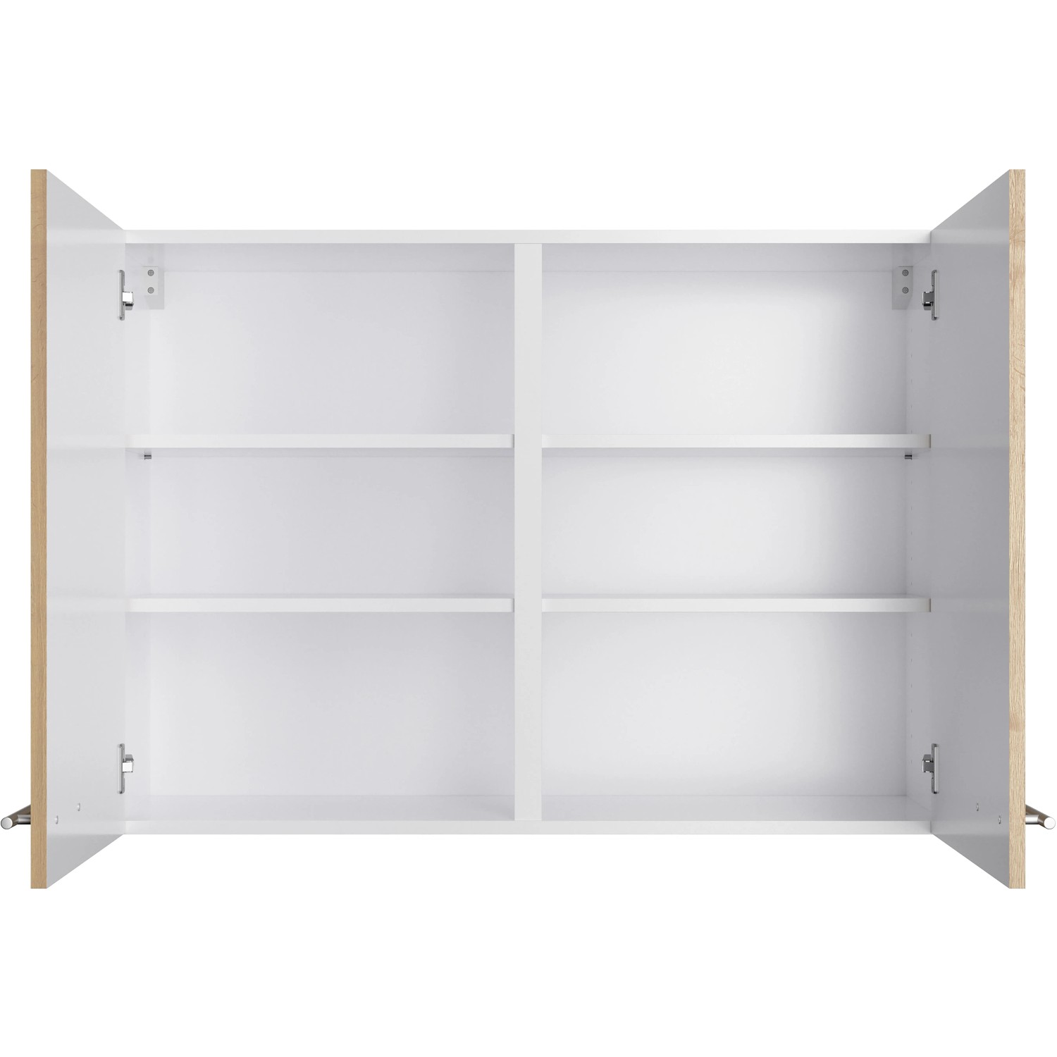 Optifit Hängeschrank Erik290, 100 cm breit, Wildeiche Dekor, mit zwei offenen Türen und Einlegeböden.