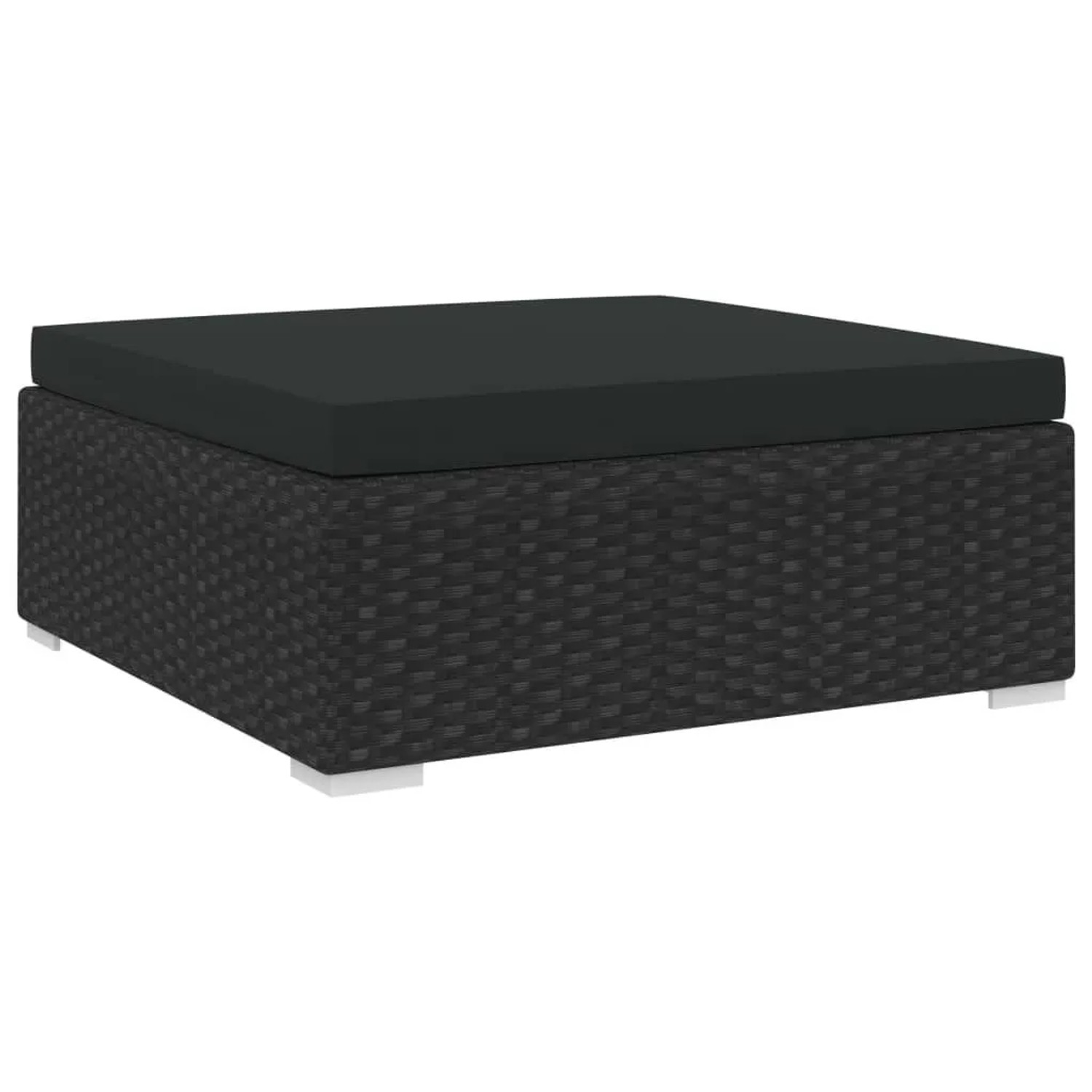 vidaXL Modular-Fußhocker 1 Stk mit Kissen Poly-Rattan Schwarz 46804