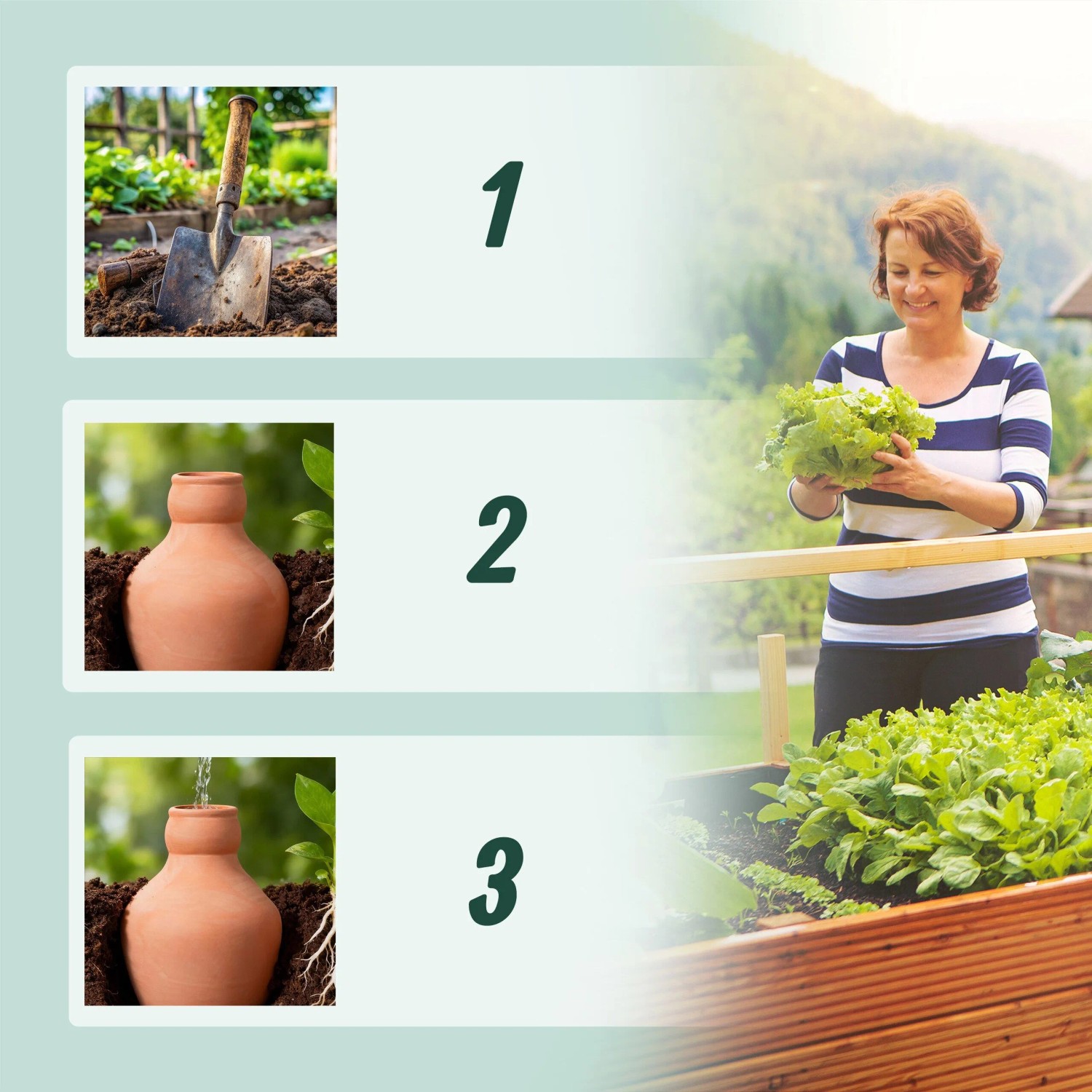 Relaxdays Ollas 3er Set: Terrakotta Bewässerungssystem für Garten- und Hochbeete, wassersparend.