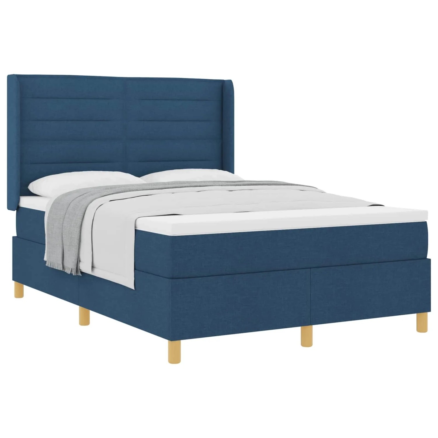 vidaXL Boxspringbett mit Matratze mit Kopfteil Blau 140 x 200 cm Stoff 3341776