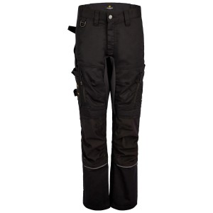 Schwarze Hans Schäfer Workwear Bundhose Amazone für Damen mit vielen Taschen, D-Ring und Reflexstreifen.