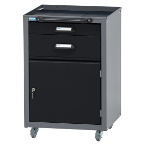 Küpper Werkstattwagen mit Tür und 2 Schubladen, schwarz-hellgrau, 76x51,5x48,5 cm.