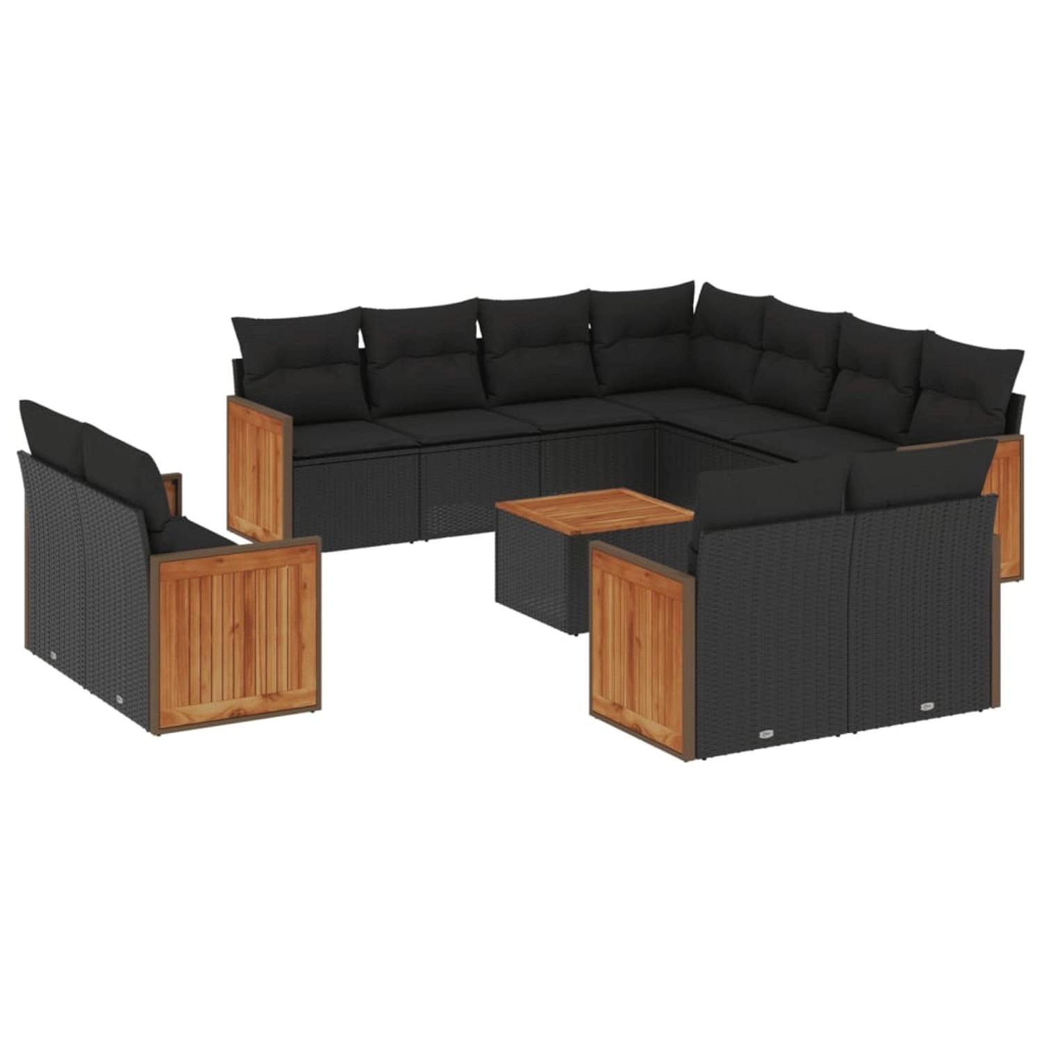 vidaXL 12-Tlg Garten-Sofagarnitur mit Kissen Schwarz Poly Rattan 3260585 günstig online kaufen