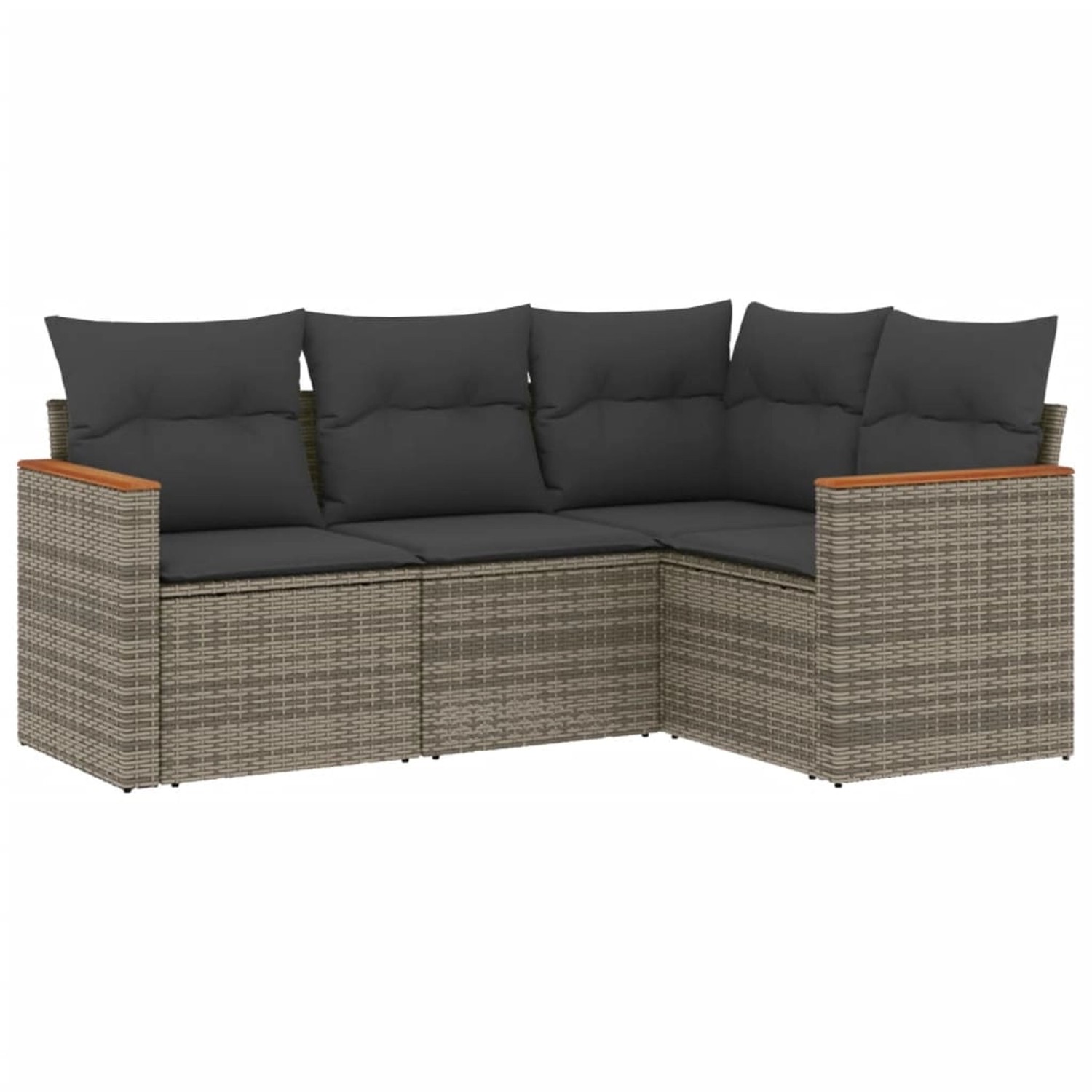 vidaXL 4-Tlg Garten-Sofagarnitur mit Kissen Grau Poly Rattan 3225934 günstig online kaufen