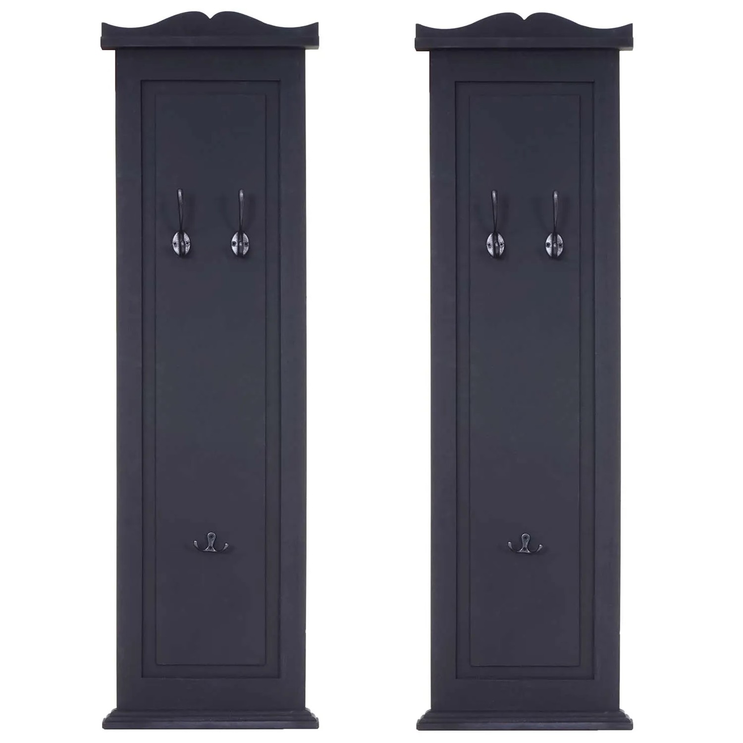 MCW Wandgarderobe H33 2er-Set, dunkelgrau lackiert, mit je 3 Haken. Garderobenpaneele für Flur und Eingangsbereich.