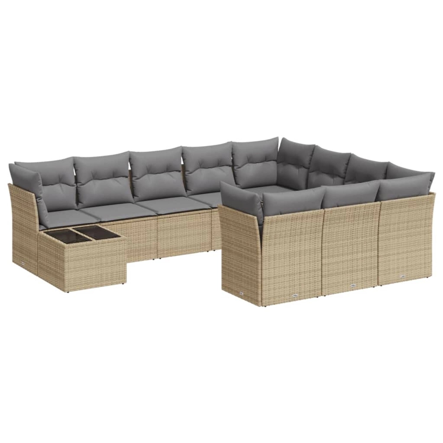 vidaXL 11-Tlg Garten-Sofagarnitur mit Kissen Beige Poly Rattan 3250098 günstig online kaufen