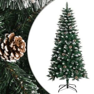 furnicato Künstlicher Weihnachtsbaum, 120 cm, grün, mit Schnee und Zapfen auf Ständer.