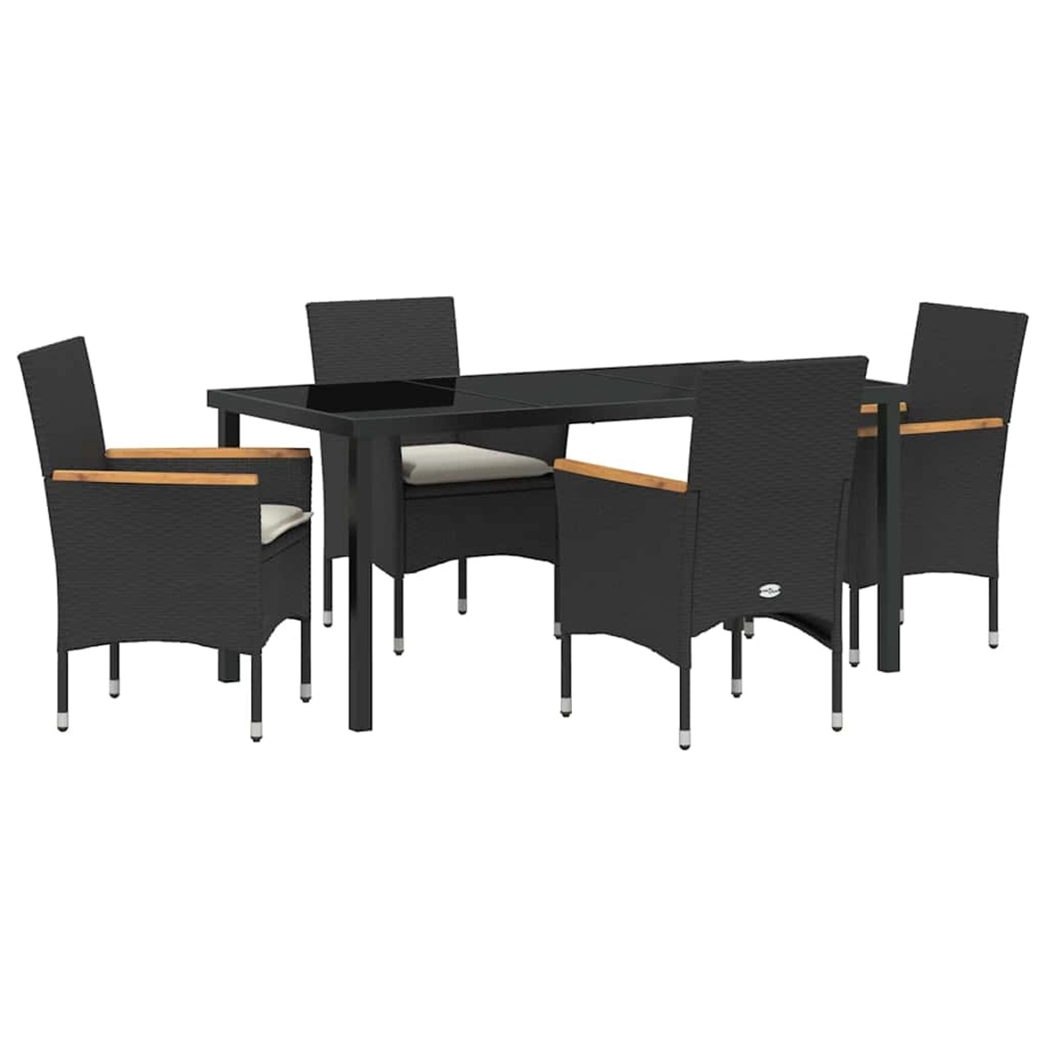 vidaXL Garten Essgruppe mit Kissen 5-Tlg Schwarz Poly Rattan 3379845 günstig online kaufen