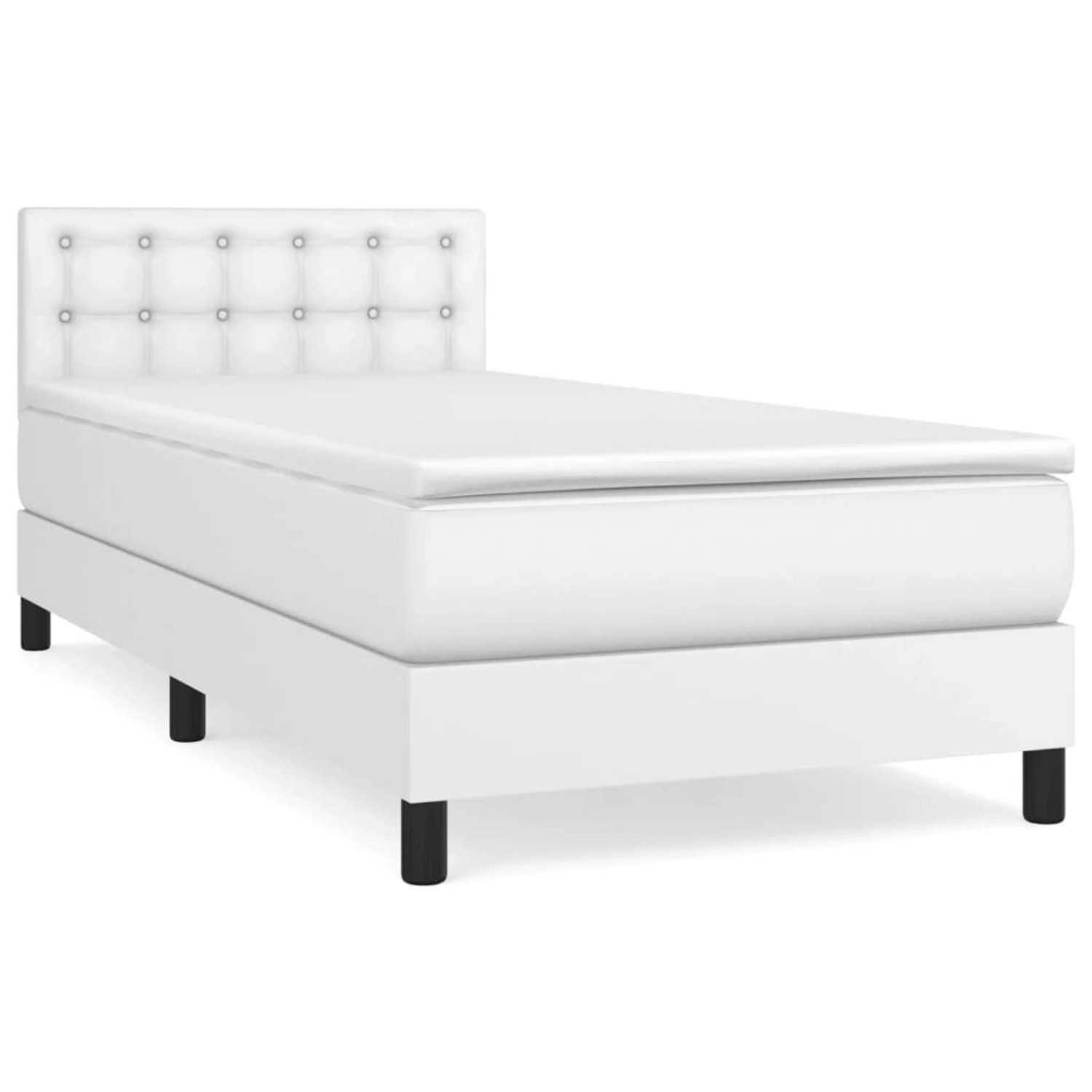 vidaXL Boxspringbett mit Matratze Weiß 80x200 cm Kunstleder1389794