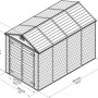 Skizze Palram Canopia Skylight 1.9 x 3 Gerätehaus Anthrazit mit Maßangaben.