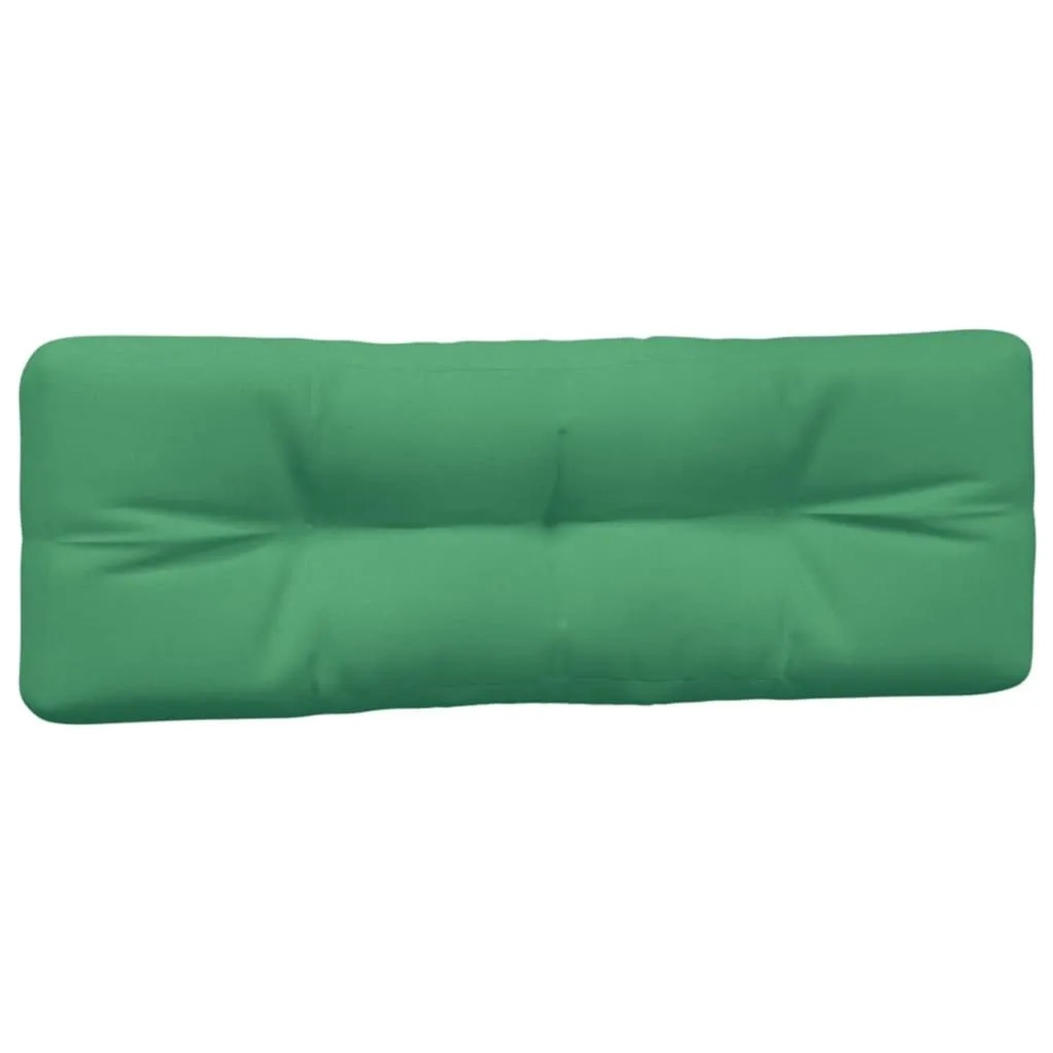 Grünes, rechteckiges Paletten-Rückenkissen aus Polyesterstoff mit Steppung. Bequeme Gartenstuhlauflage für Outdoor.