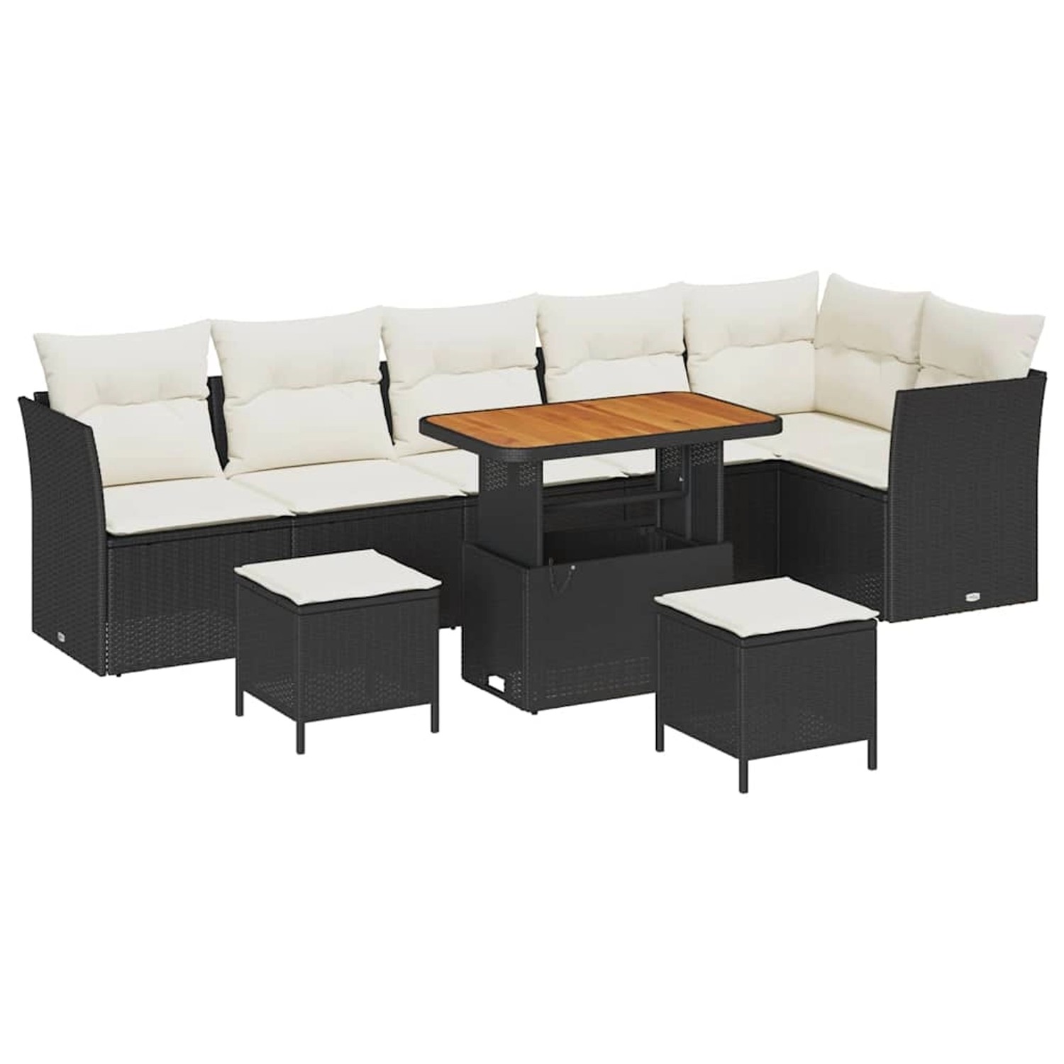 vidaXL Garten-Sofa-Set 9-Tlg Schwarz Poly Rattan 3361505 günstig online kaufen