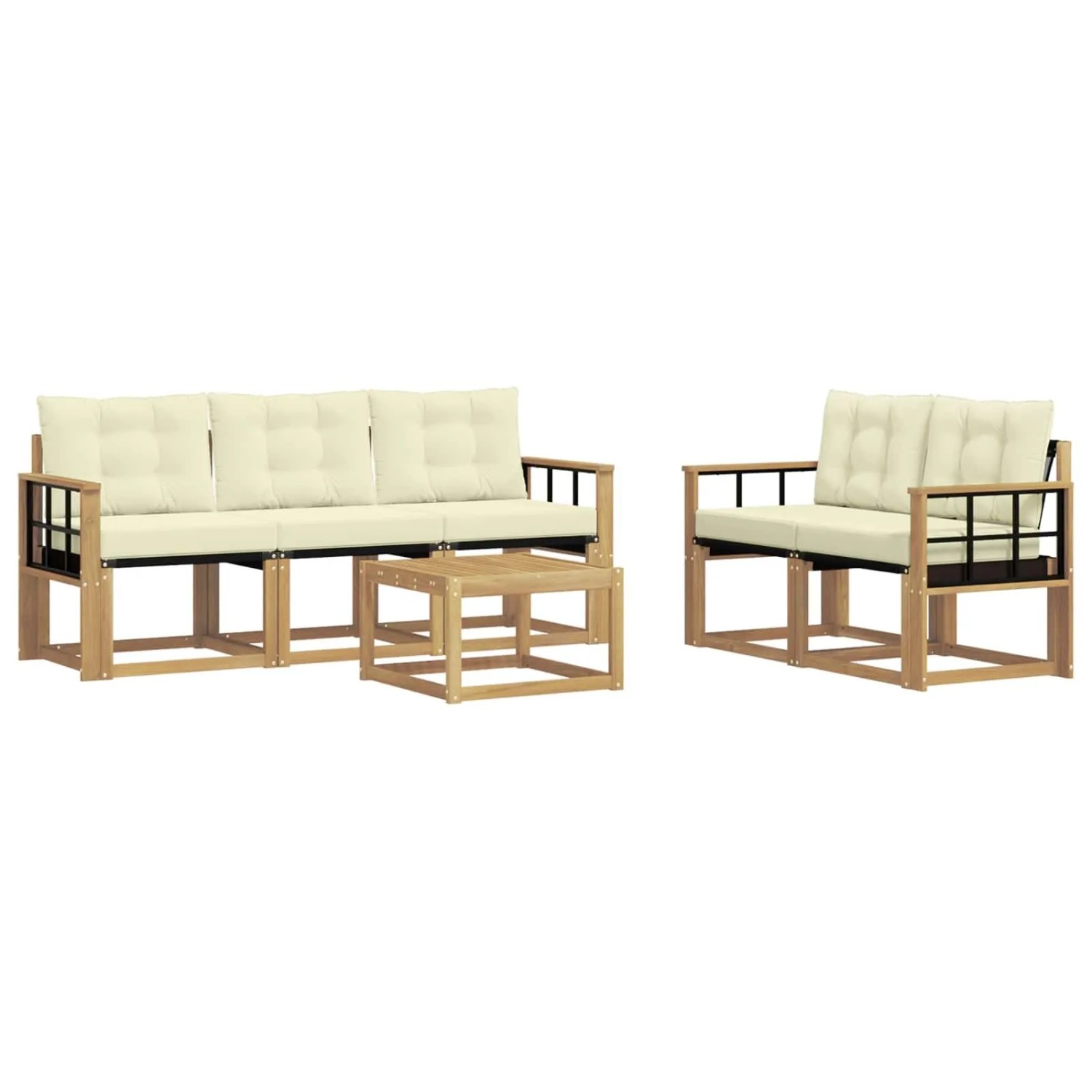 vidaXL Outdoor-Sofagarnitur mit Kissen 6-Tlg Weiß und Creme 3389216