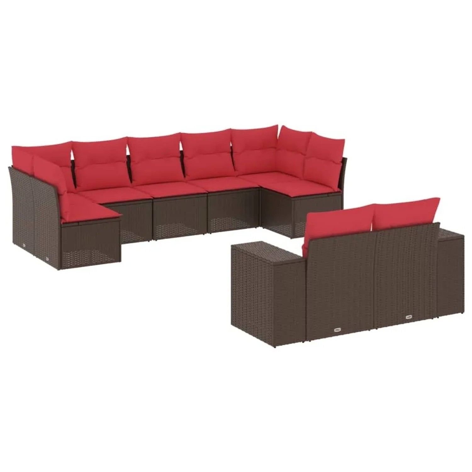 vidaXL 9-Tlg Gartensofa-Set mit Kissen Braun Polyrattan 3223023 günstig online kaufen