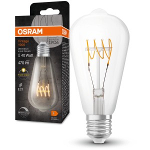 Osram LED-Leuchtmittel E27 Edisonform, 4,8W, 470lm, warmweiß, dimmbar.