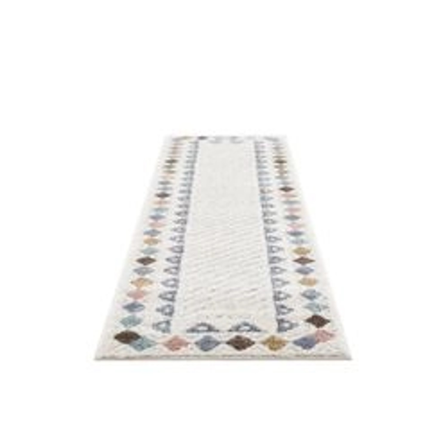 payé Teppich Nara-3034 Hochflor 80x300 cm Multi Rautenmuster günstig online kaufen