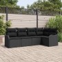 Schwarzes 5-teiliges Garten-Sofa-Set aus Poly Rattan mit Kissen von vidaXL.
