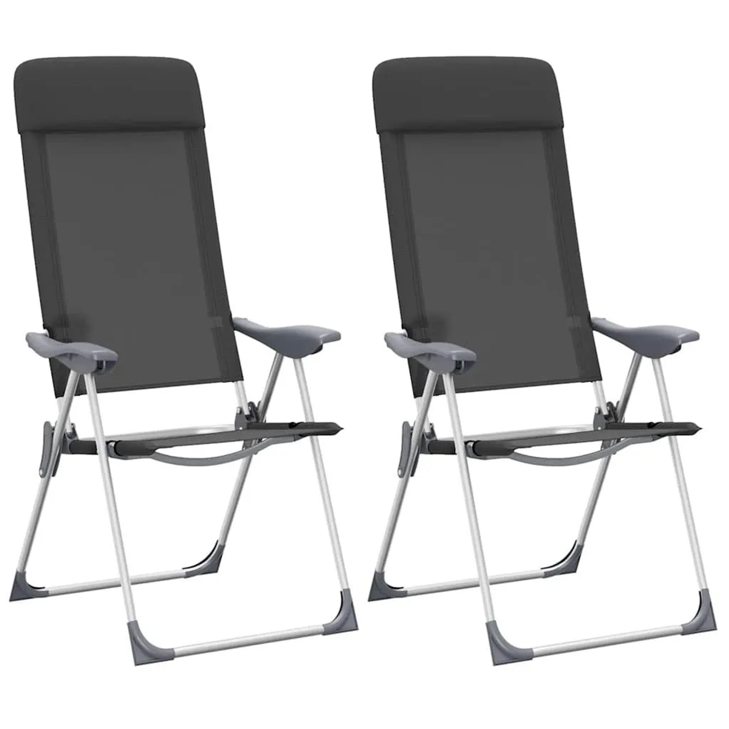 vidaXL Klappbare Campingstühle 2 Stk Aluminium Schwarz 44305
