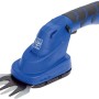 LUX Akku-Gras- und Strauchschere A-GS 80/110, blau, mit Grasscheren- und Strauchscheren-Aufsatz.