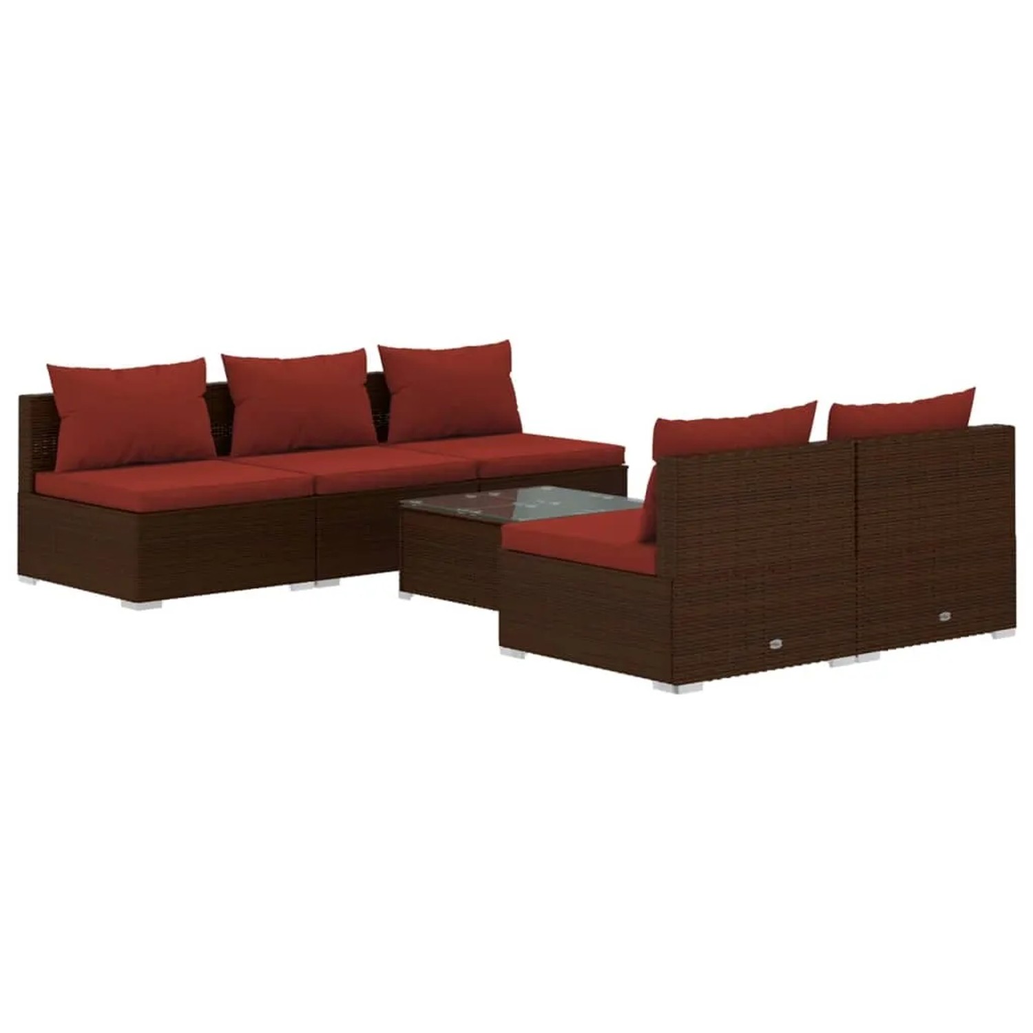 vidaXL 6-Tlg Garten-Lounge-Set mit Auflagen Poly Rattan Braun 3101451