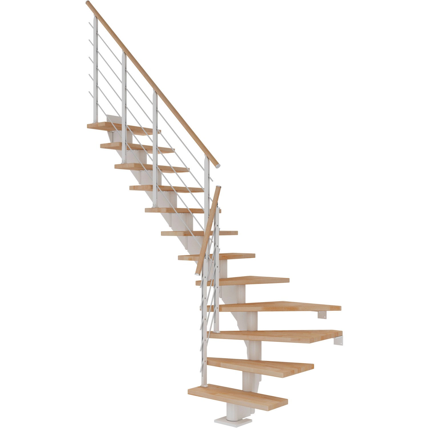 Dolle Mittelholmtreppe Hamburg Buche Weiß GH bis 258 cm 1/4 Gewendelt 85 cm günstig online kaufen