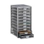 Relaxdays Schubladenbox A4 Stahl Silber mit 10 Fächern 55 x 27,5 x 35,5 cm