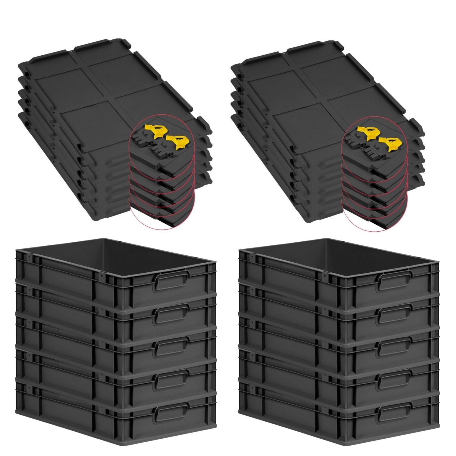 PROREGAL SuperSparSet 10x Eurobox Nextgen Grip Mit Scharnierdeckel Und Gelb günstig online kaufen