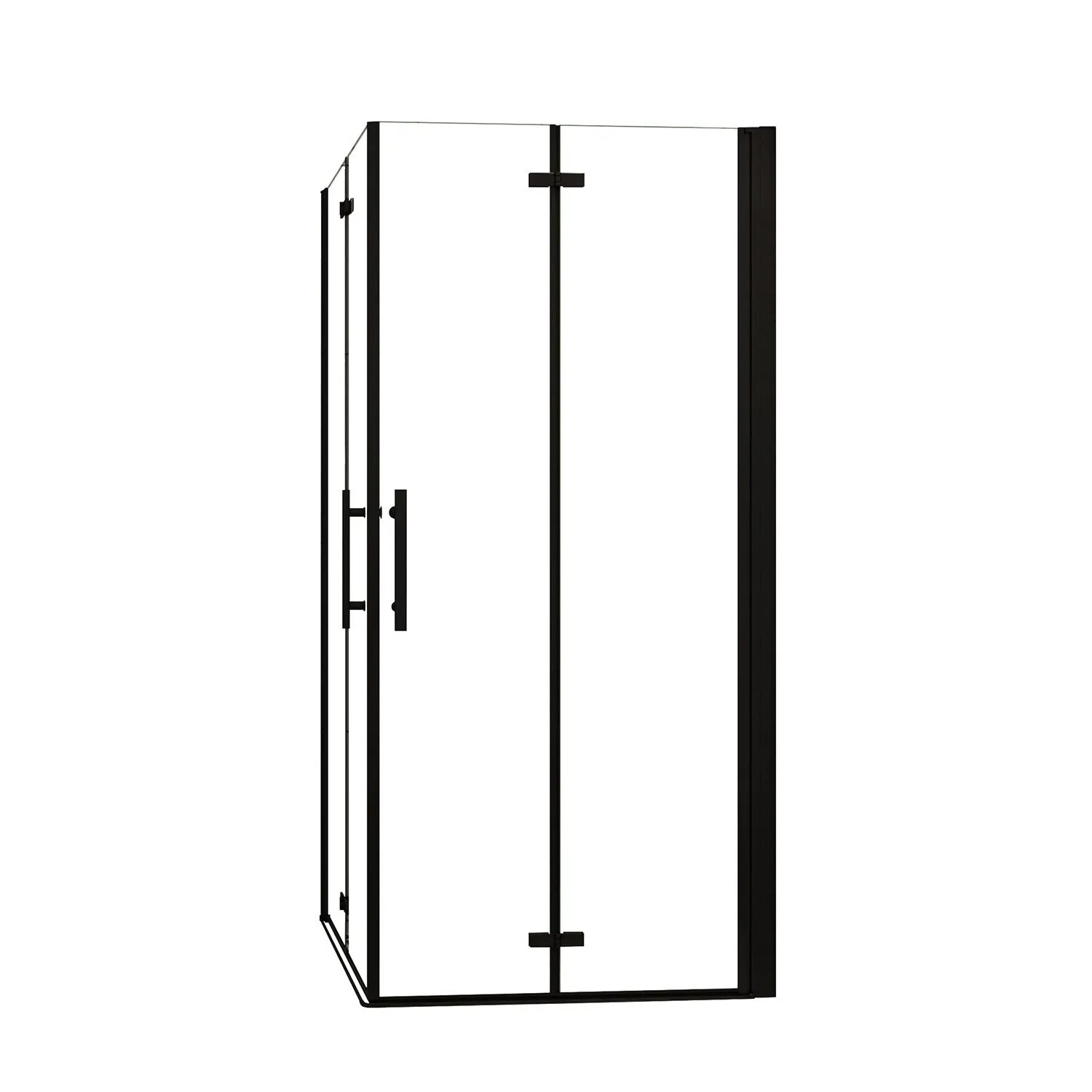 AICA 110x85cm Höhe 195cm Schwarz Falttür Duschtür Duschkabinen 6mm NANO ESG-Glas Pendeltür Eckeinstieg Dusche