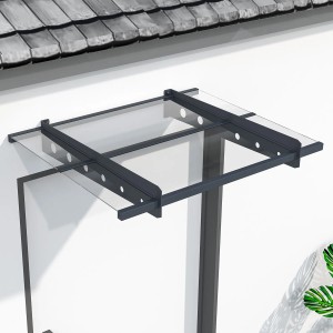 Modernes Juskys Vordach Manila 100x80 cm mit Acrylglas und Stahlrahmen in Dunkelgrau.