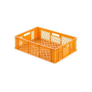 Gelb-orangener Eurobehälter/Bäcker-Konditorkasten, 33 Liter, stapelbar.