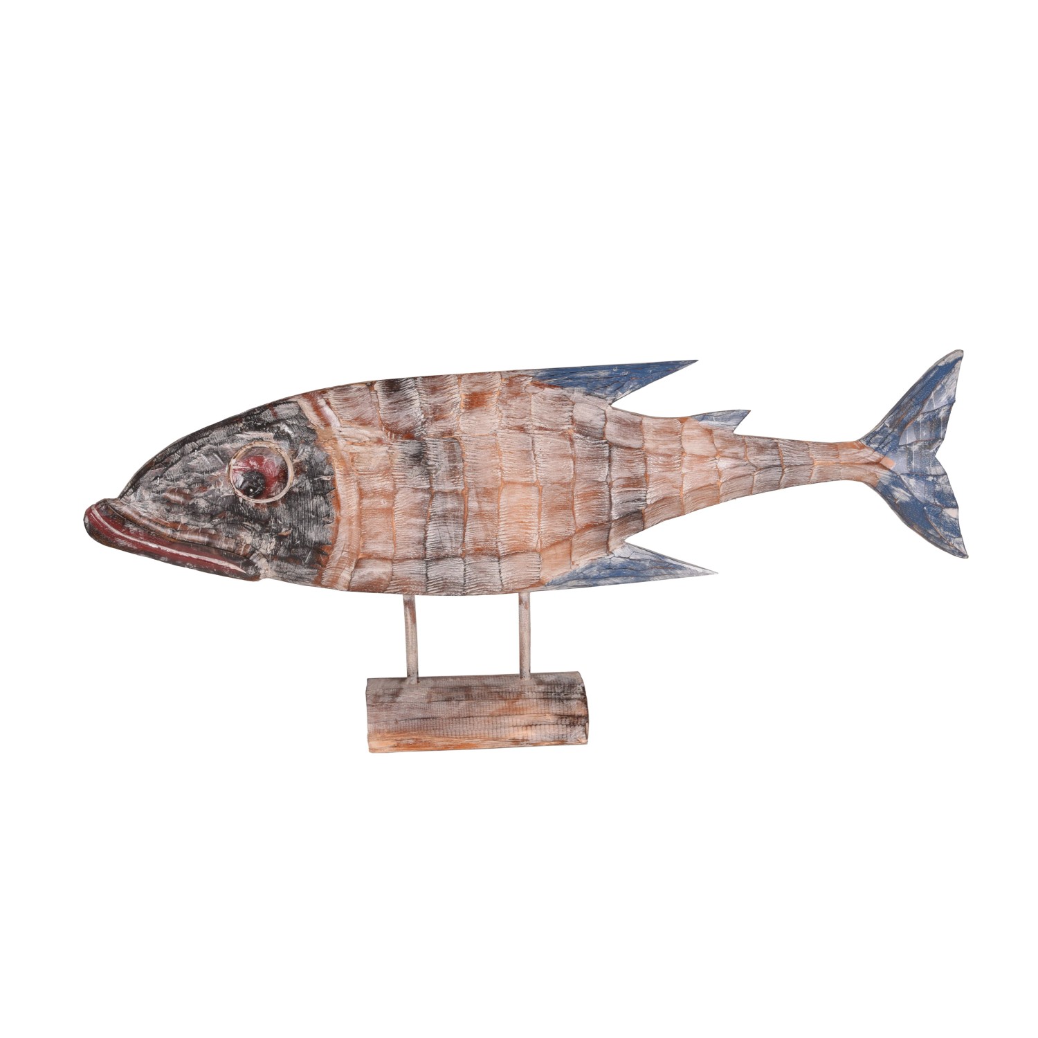 DELUKE Holzfisch GRETA Holz Natur 41x14x100cm Holzdekoration Fisch-Optik